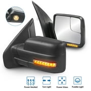 MOSTPLUS 2PCS Power Heated Tow Mirrors w/ Streamer Signal for 2004-2014 Ford F150 Truck